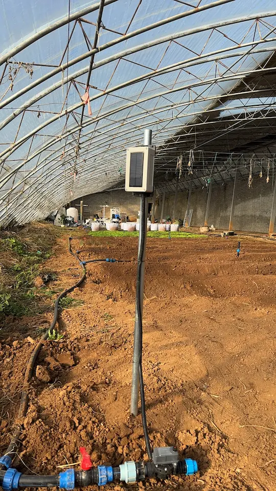 Solar LoRa irrigation valve controller installed in the field