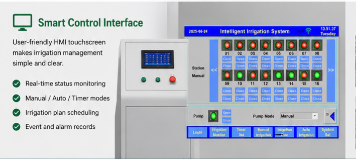 PKYDrip irrigation control system HMI interface