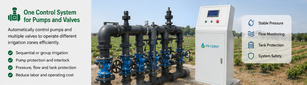 Pump and valve irrigation control system